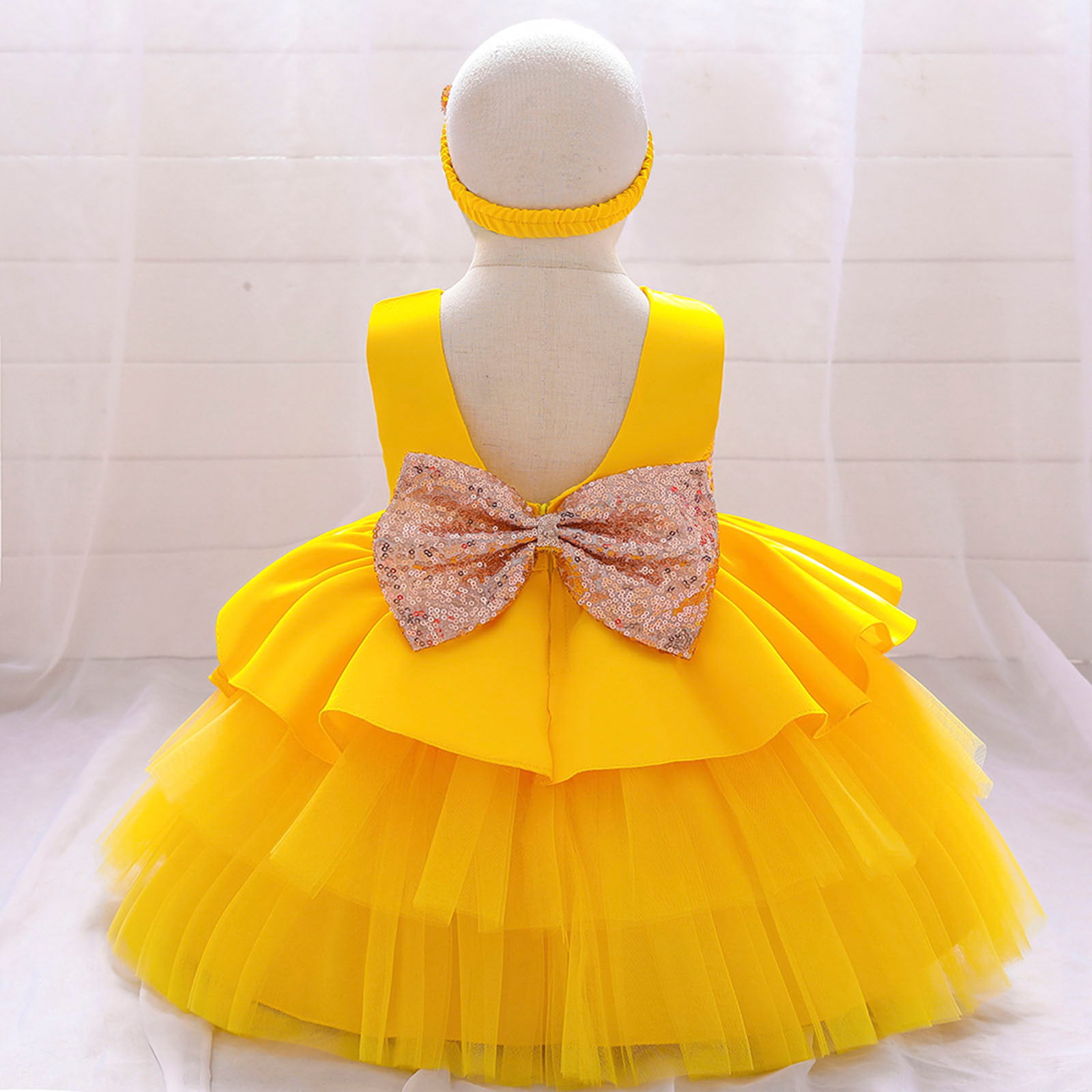 Princess Strapless Tiered Floor Length Yellow Ball Gown Prom Dress OKL3 –  Okdresses