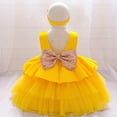 thumbnail image 6 of Girls' Party Dress Flower Wedding Dress Elegant Formal Dress Toddler Girls Net Yarn Embroidery Rhinestone Bowknot Birthday Party Gown Long Dresses Headband Suit 6-12 Months, 6 of 8