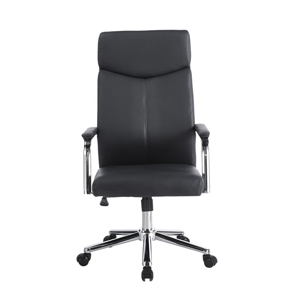 Ilios Innova | Silla Ejecutiva Negra Ergonómica con Altura Ajustable, Respaldo Alto Acolchado, Base Metálica Cromada con Ruedas 360°, Diseño Moderno para Oficina y Home Office