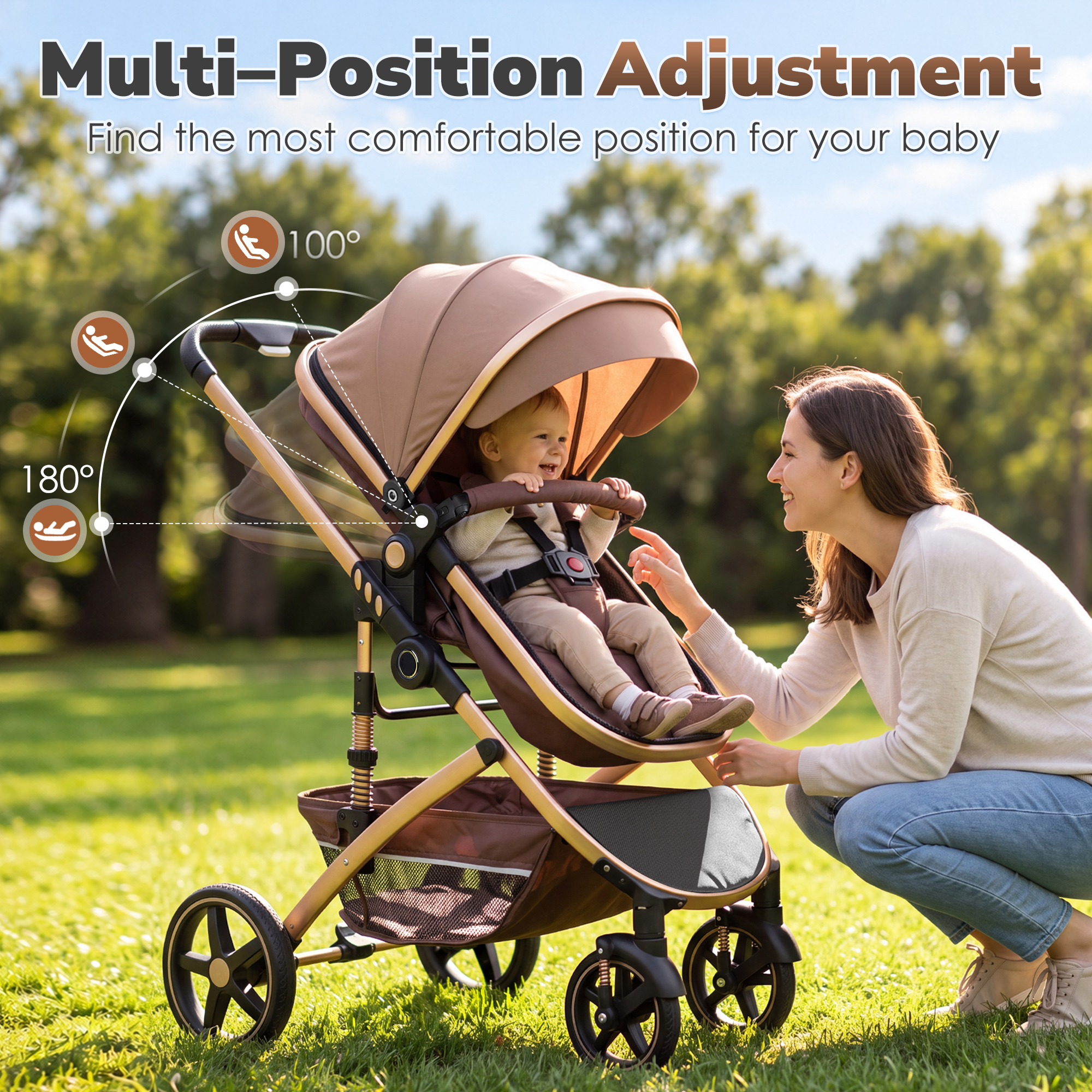 Babyeap 2-in-1 Reversible Baby Stroller with Bassinet photo 2