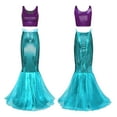 thumbnail image 5 of YIZYIF Womens Mermaid Costume Metallic Sleeveless Crop Top with Ruffled Fishtail Long Skirt Purple&Blue 3XL, 5 of 6