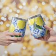 thumbnail image 2 of 12oz Stemless Wine Tumblers Lemon Vacuum Insulated Stainless Steel Travel Tumbler Cups Mug with Lid and Straw for Champaign,Cocktail,Beer with Cleaning Brush, 2 of 5