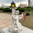 thumbnail image 4 of Adornos de ángel con columna romana europea solar para jardín, patio, sala de estar, artesanías de resina, pequeños obsequios, 4 of 6