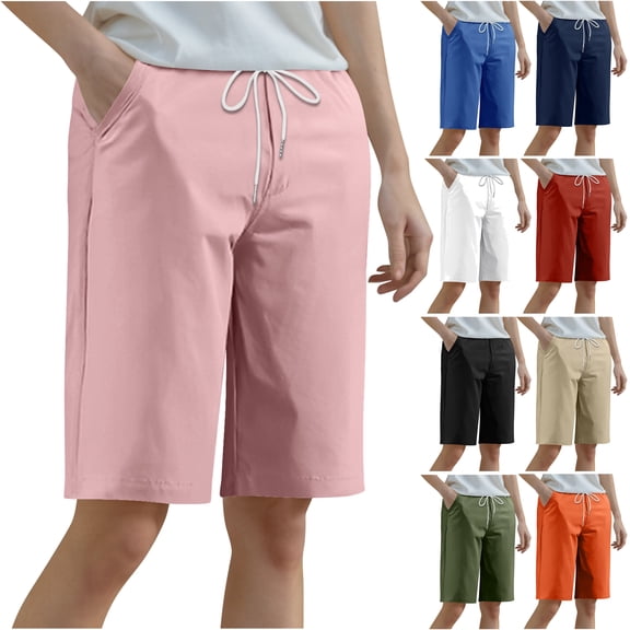 UVEASISHA Workout Shorts for Women Loose Bermuda Yoga Shorts High Waisted Athletic Exercise Long Shorts Lounge Sporty Running Shorts with Pockets Blue M