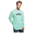 thumbnail image 2 of Daxton Retro Idaho Arch Font Long Sleeves T Shirt Soft Medium Weight Cotton, Mint Tee Black Font, L, 2 of 2