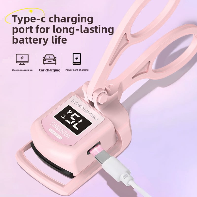 Electric Heated Eyelash Curler - Curling and Heating in One for Long-Lasting Curl - Digital Display for Temperature Control, Won't Damage Eyelashes