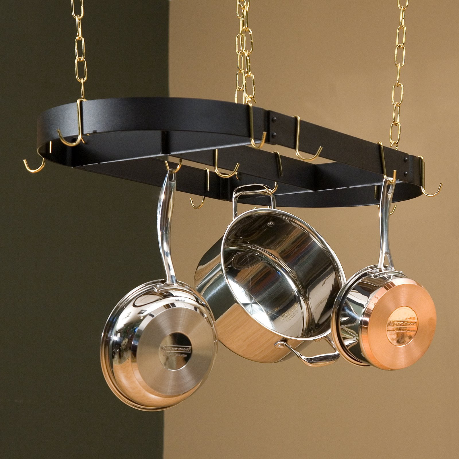 The Gourmet Oval Pot Rack with Center Bar - Walmart.com