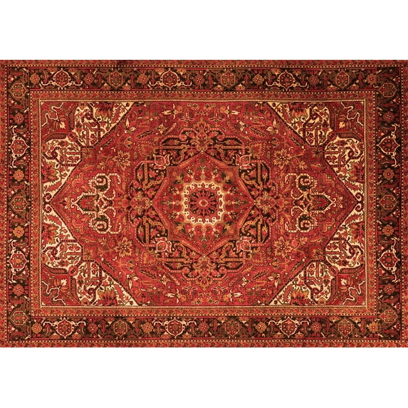 Ahgly Company Indoor Rectangle Persian Orange Traditional Area Rugs, 8' x 10'