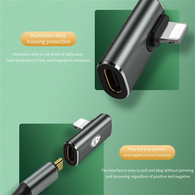 Adaptador USB tipo C a Lightning. Adaptador Lightning macho a USB tipo C hembra para carga de dispositivos iOS y puerto de transmisión de datos.