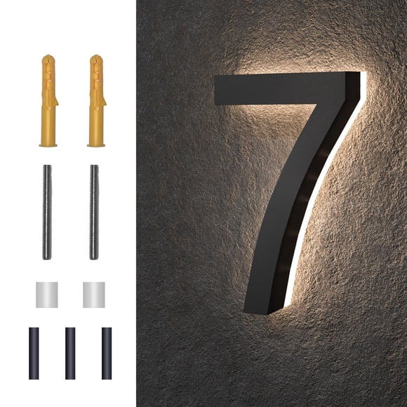 Números de Casa MIDIT Acero Inoxidable LED Retroiluminados Impermeables 7 Pulgadas Acrílico Alta Tra