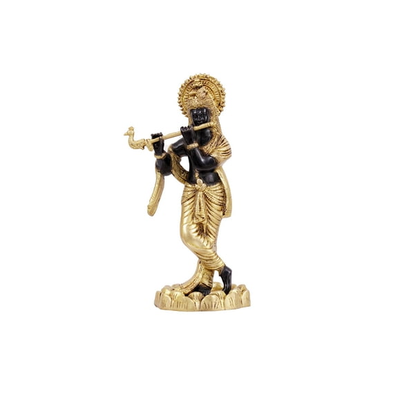 Shri Krishna Brass Statue for Puja, Home Mandirs, Gifts by Pooja Bazar 4.5 X 4.5 X 11 In