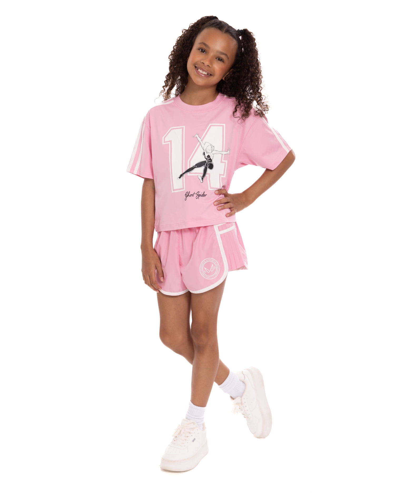 Ghost-Spider Girls Active Graphic Jersey with Short Sleeves, Sizes 4-12