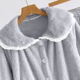 thumbnail image 6 of uublik Women's Fleece Bed Jacket with Front Pockets Button Front Cozy Lounge Wear for Sleeping Gray, 6 of 7