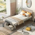 thumbnail image 2 of Royard Oaktree Twin Size Platform Bed Wood Bed Frame with Headboard and Under-bed Drawer, Gray, 2 of 7