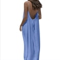 thumbnail image 4 of Backless Cami Dresses for Women Housedress Casual Flowy Maxi Dress Sleeveless Solid Open Back Sundress Big and Tall Size S-5XL Light Blue, 4 of 9