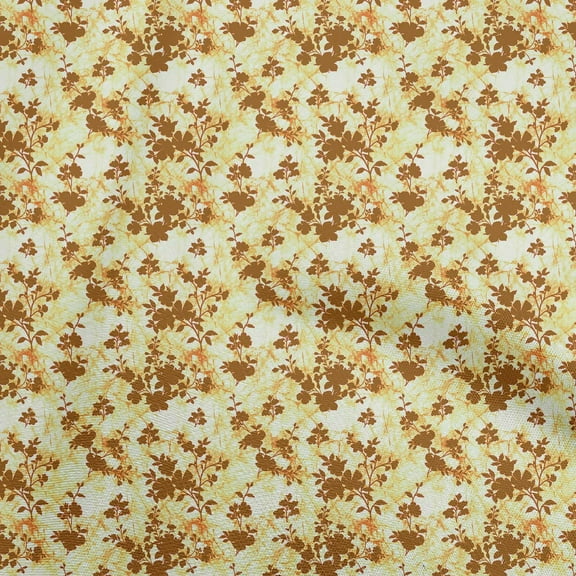 oneOone Polyester Lycra Dark Mustard Fabric Florals Diy Clothing Quilting Fabric Print Fabric By Yard 56 Inch Wide