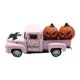 thumbnail image 1 of Camión de aleación de Halloween, modelo de decoración de mesa de Halloween, regalo aterrador con 2 calabazas, coche Rosa, 1 of 9