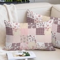 thumbnail image 2 of Boho Spring Floral Throw Pillow Covers, Vintage Flowers Patchwork Plaid Pink Soft Breathable Pillow Cases with Invisible Zipper for Sleeping, Small Pillowcases for Couch Bed Sofa Chair 16x24 Inches, 2 of 9