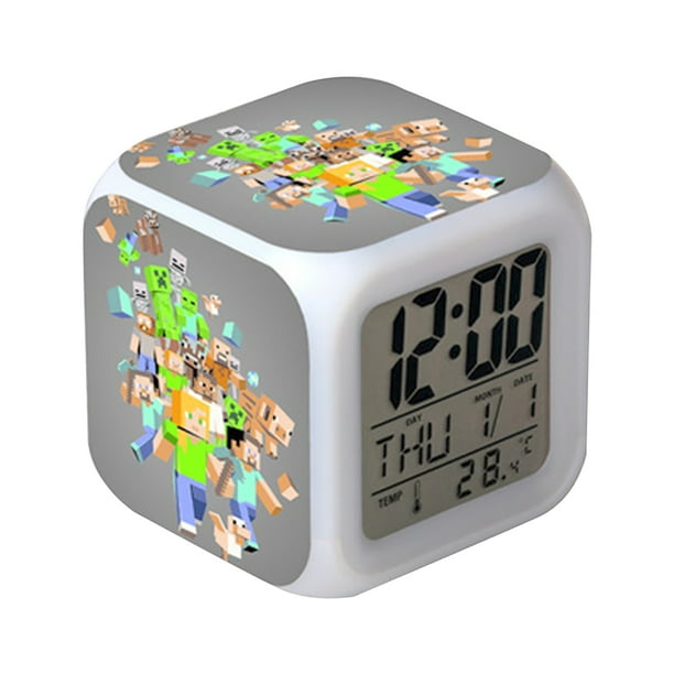Abs Led Color Changing Minecraft Night Light Practical Battery Powered Usb Powered Alarm Clock Note Data Cable And a Batteries Are Not Included Walmart Com