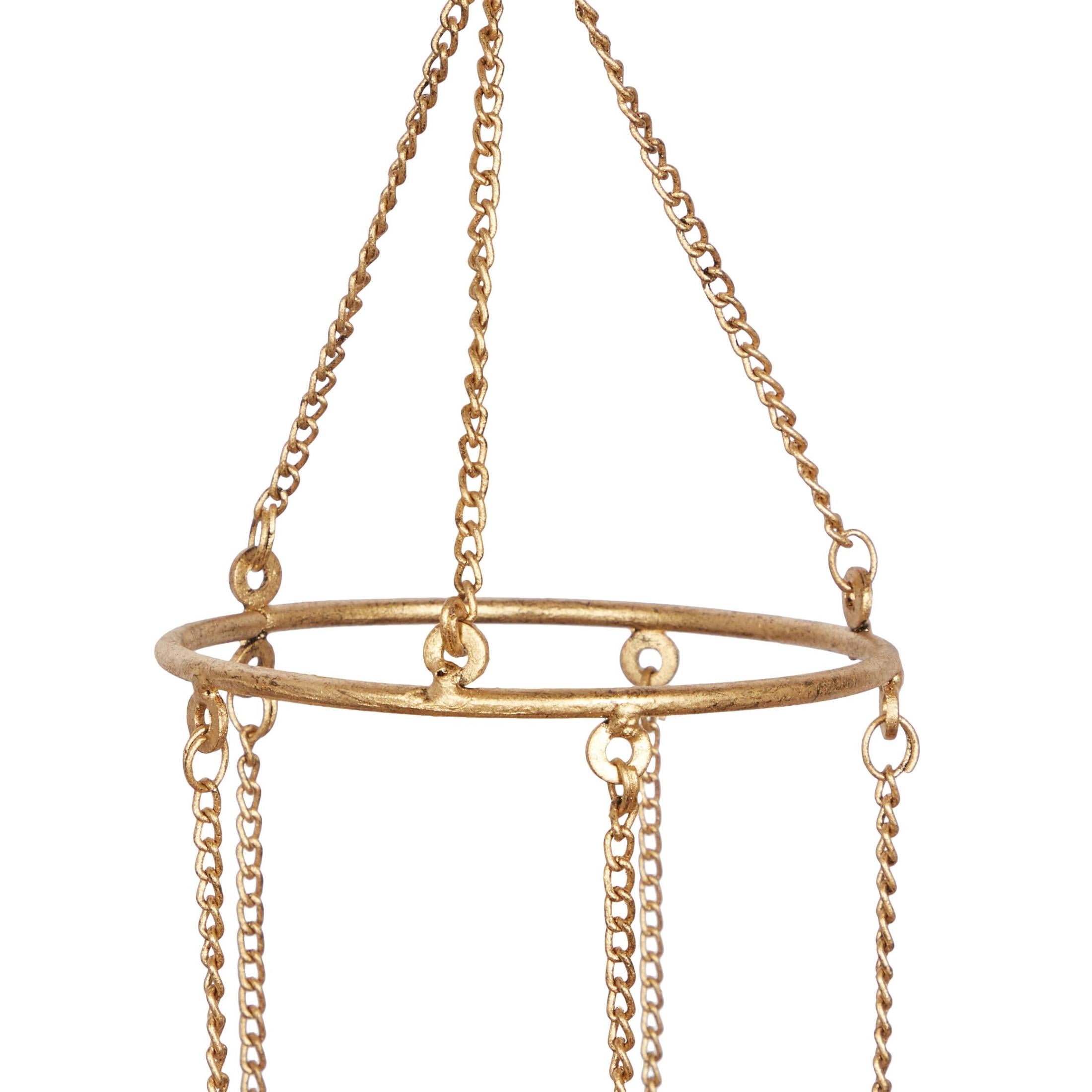 DecMode 39" Gold Metal Handmade Embellished Butterfly Windchime with Glass Beads and Cone Bells