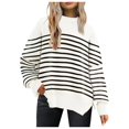 thumbnail image 1 of Wyzesi Ladies Sweaters Cardigan On Gold Women'S Crewneck Batwing Long Sleeve Sweaters 2024 Fall Oversized Ribbed Knit Side Slit Pullover Tops, 1 of 8