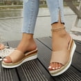 thumbnail image 5 of Dakaela Slip on Wedge Sandals for Women Open Toe Platform Slides Espadrilles 2.16 Inch Comfortable Dressy Beach Summer Mules Shoes Khaki 8.5, 5 of 8