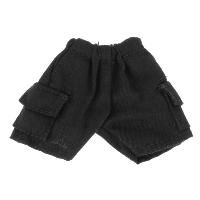 Pantalones cortos para hombre a escala 1/6, accesorios, ropa en miniatura, ropa hecha a mano para muñecas de acción de 12" Negro
