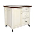 thumbnail image 3 of Sunset Trading Andrews Wood Kitchen Cart in Distressed Antique White & Chestnut, 3 of 4