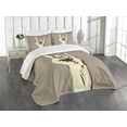 thumbnail image 3 of Ambesonne Rock Music Quilted Bedspread Set 3 Pcs, Hand Sign Vintage, Queen Size, Taupe Ivory, 3 of 5