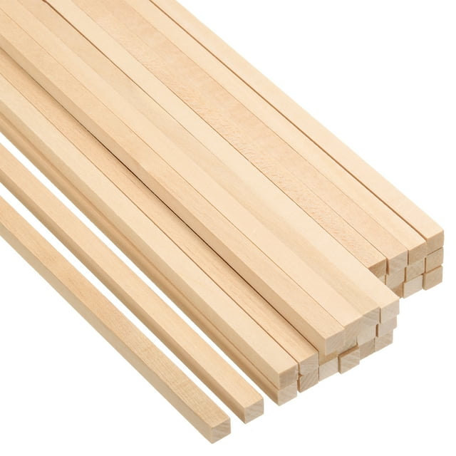 Unique Bargains 5/16 Inch Dowel Rods Wood Sticks 12 Inch Long Square Wooden Dowels 30 Pcs