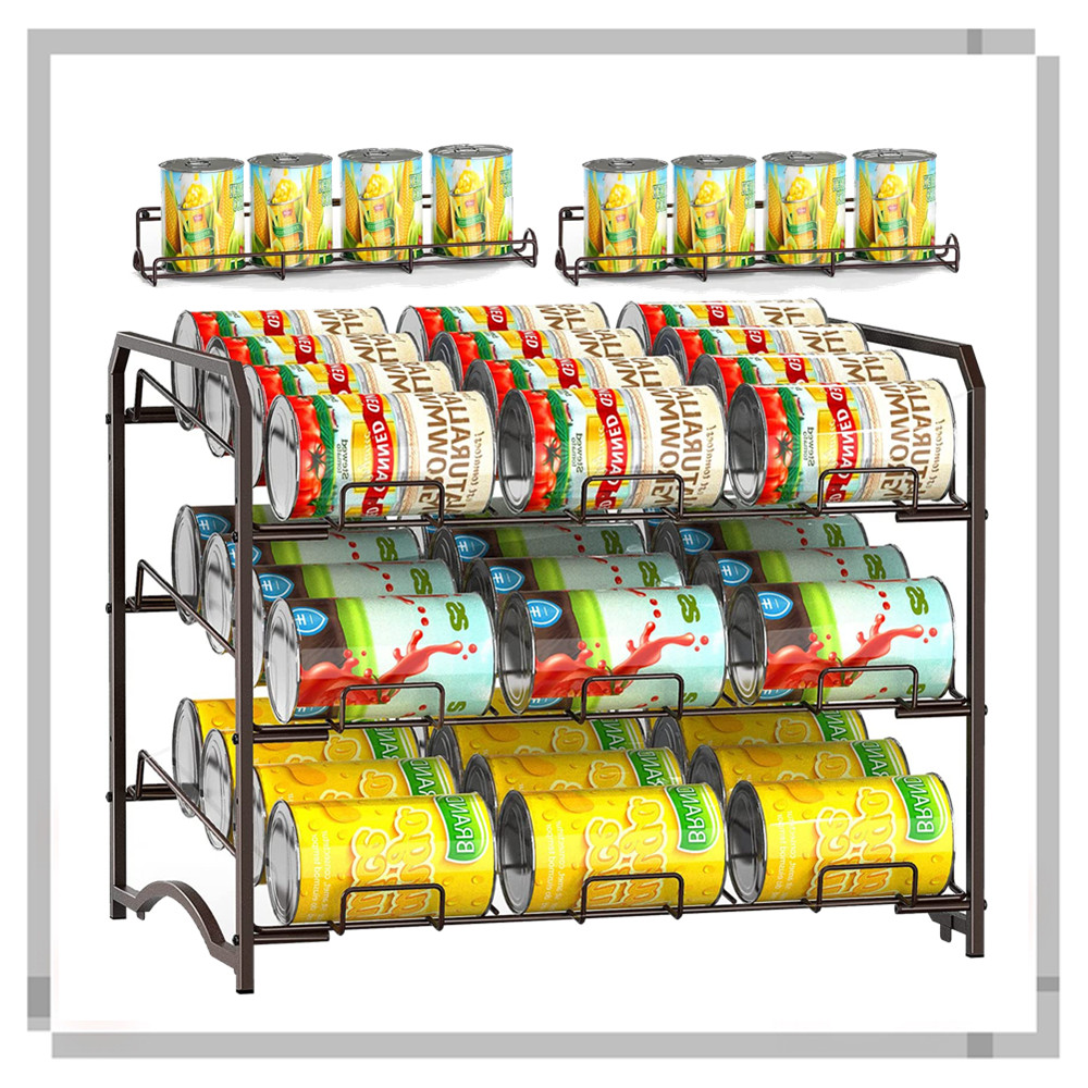 Auledio 3 Tier Metal Can Rack Organizer Stackable Freestanding Can