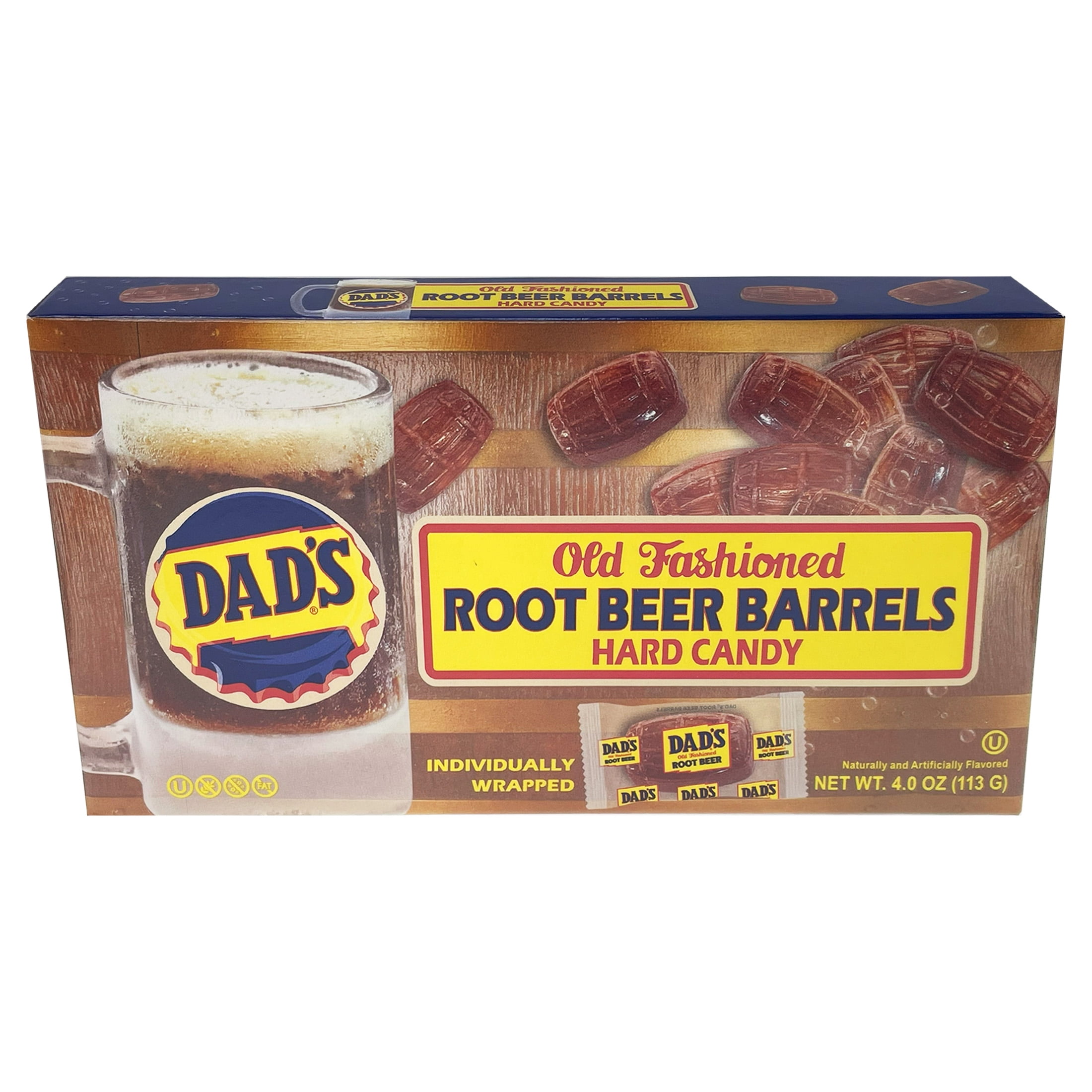 Dad's Old Fashioned Root Beer Barrels Hard Candy, 4 oz. Theater Box, Allergen Free