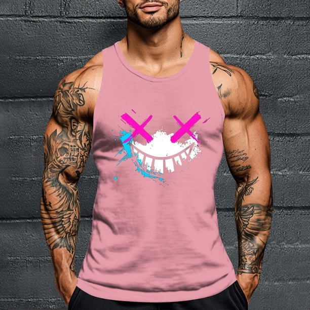 Camiseta sin mangas de cuello redondo para hombre, con estampado de Halloween, cuello redondo, estilo informal, deportiva, para hombre