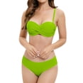 thumbnail image 1 of Women's High Waisted Bikini Two Piece Swimsuit - Vintage Retro Ruched Print Design - Push Up Support with Boyshorts Bottom, 1 of 5