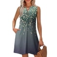 thumbnail image 2 of WTOBBY Women's Fashion Casual Printed V-Neck Button Vest Sleeveless Dress with Pocket, Floral Print for Summer Wear, Airy and Stylish Design for Vacation and Everyday Use,Dark Green L, 2 of 5