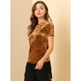thumbnail image 4 of Día de San Patricio Camiseta Terciopelo Sólida Casual De Manga Corta Con Cuello Redondo Para Mujer Marrón M, 4 of 6