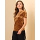 thumbnail image 4 of Día de San Patricio Camiseta Terciopelo Sólida Casual De Manga Corta Con Cuello Redondo Para Mujer Marrón M, 4 of 6