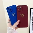thumbnail image 6 of Compatible with iPhone 13 Case for Women, Bronzing Luxury Heart Phone Case Cute Side Small Pattern Soft TPU Shockproof Full Camera Lens Protective Cover for iPhone 13 6.1 inch (Burgundy), 6 of 14