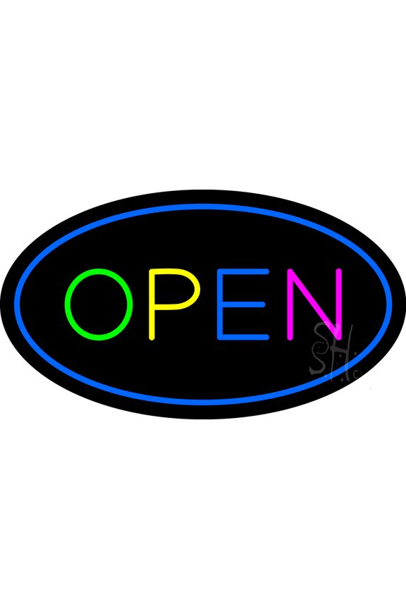 Open Multi Color LED Neon Sign 20 x 37 - inches, Clear Edge Cut Acrylic Backing, with Dimmer - Bright and Premium built indoor LED Neon Sign for storefront.