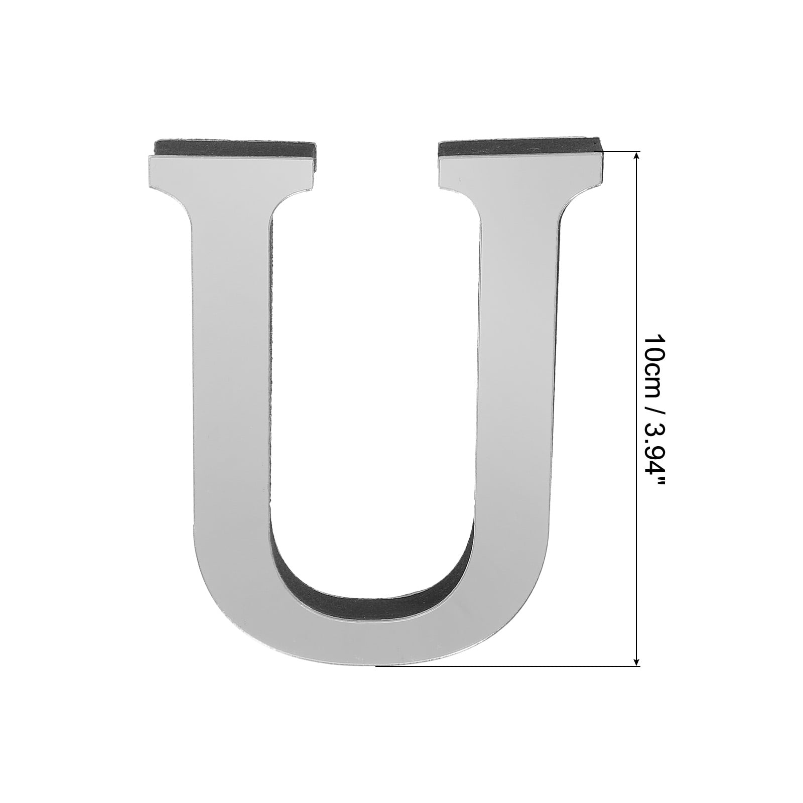 Unique Bargains 3D Acrylic Alphabet Mirror Wall Stickers Letter Sign Silver U Shape