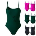 thumbnail image 1 of Fanxing Women One Piece Monokinis Tummy Control Swimsuits Slimming Bathing Suit Ruched Swimwear Black,S, 1 of 7