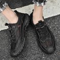 thumbnail image 6 of Men's Grey Matte Leather Hand Stitched Outdoor Walking Shoes Quick Elastic Drawstring Anti-Collision Toe Trekking Sneakers, 6 of 8