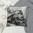 thumbnail image 2 of FUMJ  Steam Engine Throw Pillow Cushion Cover, Rustic Old Train in Country Locomotive Wooden Wagons Rail Road Smoke, Decorative Square Accent Pillow Case,White and Black, 2 of 5