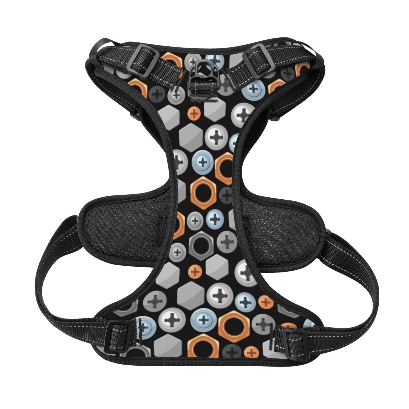Kdxio Colorful Screws Print No Pull Dog Harness Adjustable Reflective Oxford Easy Control Medium Large Dog Harness for Training and Everyday-Small
