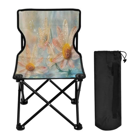YAZAOO Camping Chairs Modern Flowers with Raindrops Pattern Folding chair