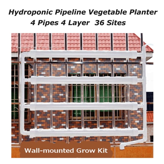 EQCOTWEA Hydroponic 36 Plant Site Grow Kit Wall-Mounted Pipeline Vegetable Planter PVC
