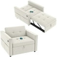 thumbnail image 1 of HOMCOM Fauteuil-Lit, Petit Sofa Escamotable avec USB, Crème, 1 of 10