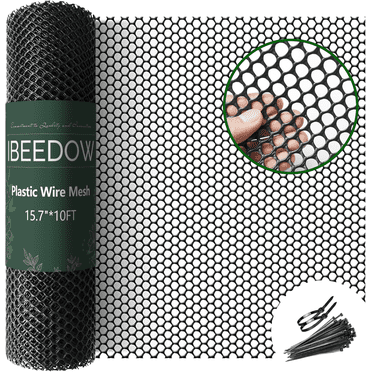 Plastic Chicken Wire Fence Mesh, 15.7IN x 10FT Garden Fencing Black Chicken Wire Mesh for Gardening, Barrier Netting, Poultry Dogs Rabbit Fencing, Versatile Plastic Fencing