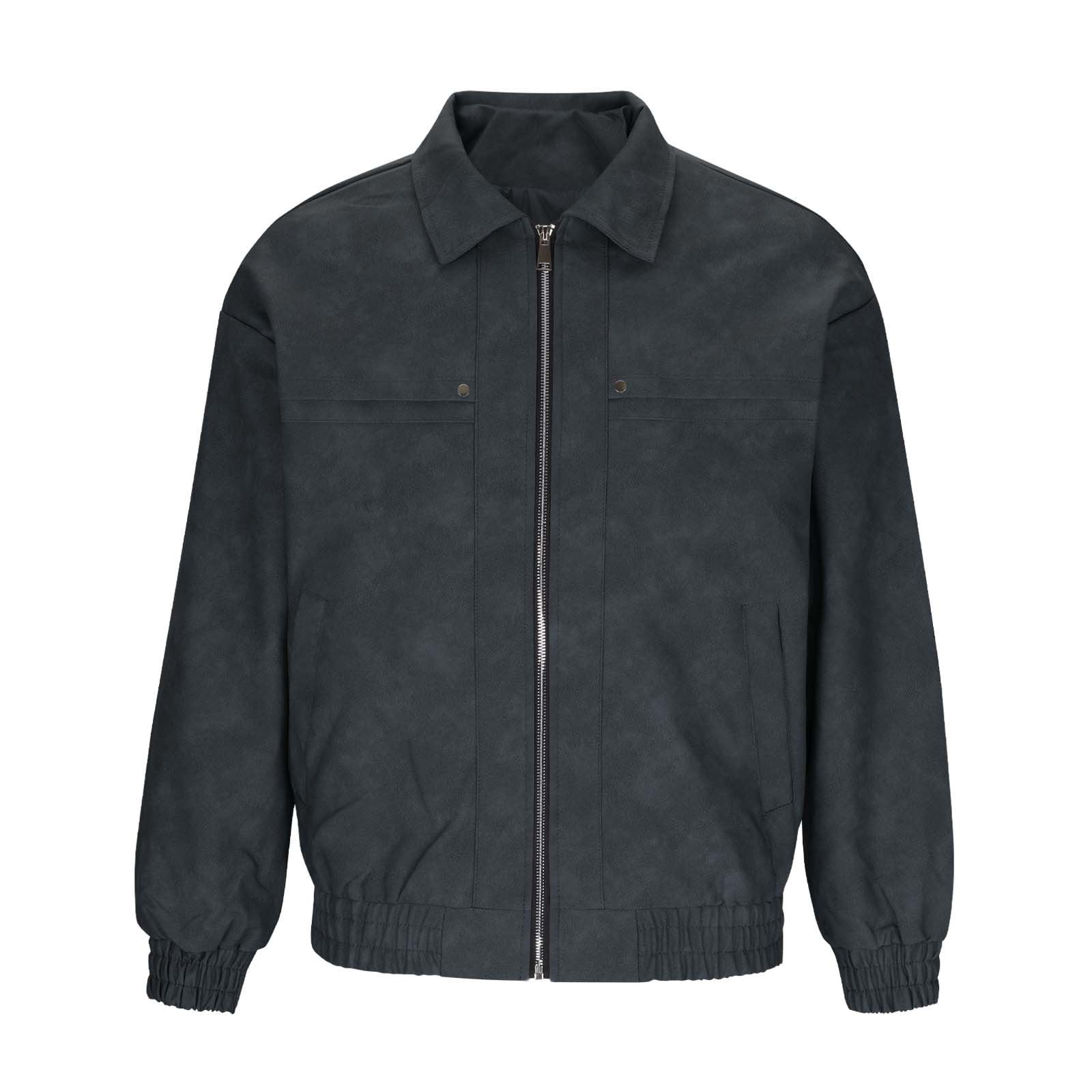 XZNGL Faux Leather Jacket for Men, Windproof Warm Long Sleeve