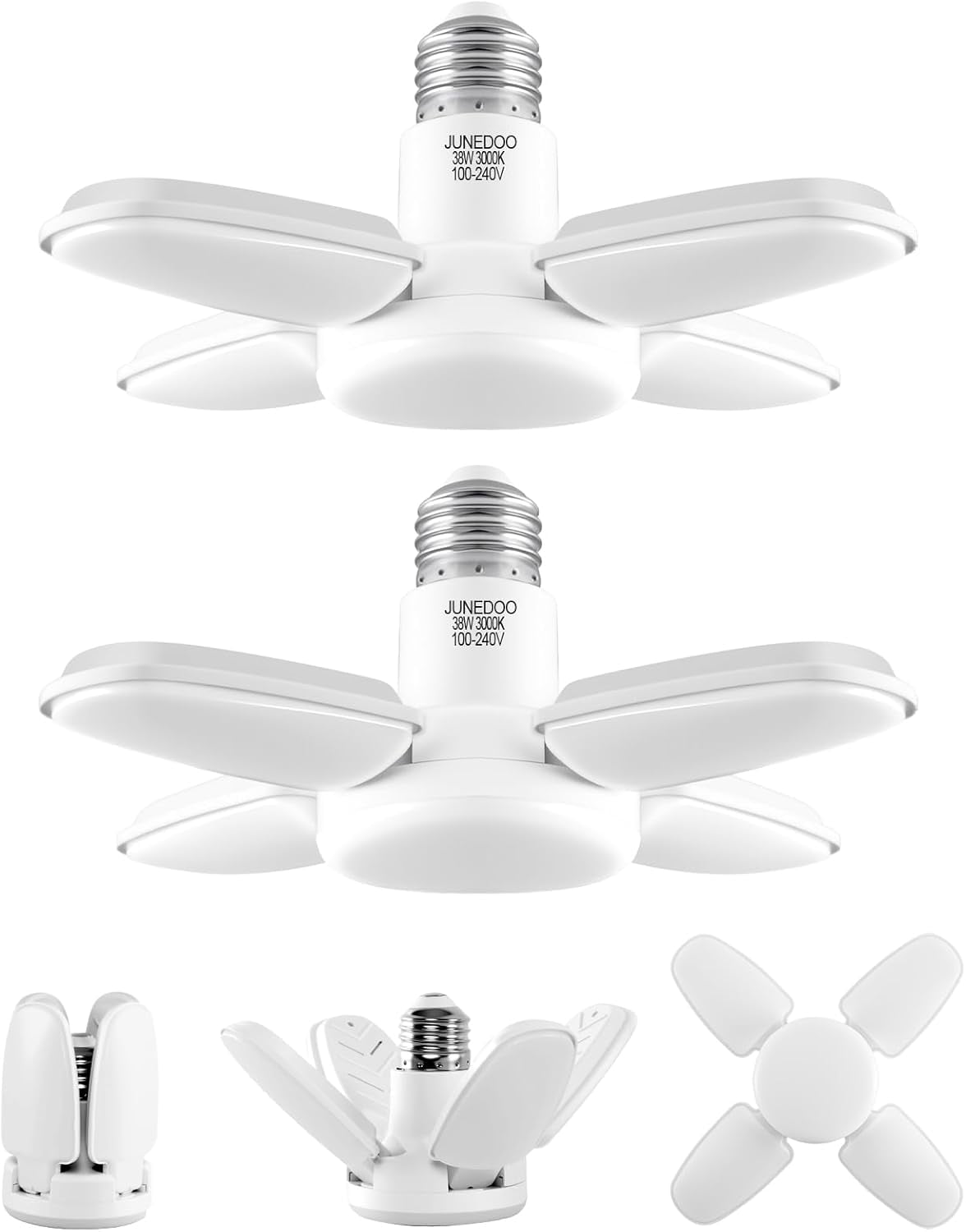 FEFEFW-LED Garage Light 38W,E26 Edison Screw Bulbs,3000K Warm White,4200Lm,300W Incandescent Bulbs Equivalent,No Dimmable,Pack of 2